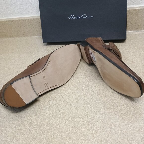NWB Kenneth Cole New York Men 10.5 Loafer Full Leather Upper,Linings,Sole Cognac main image 7